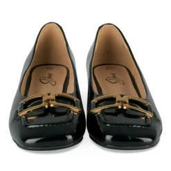 Escarpins Carré NOIR Femme Motif Vernis A Enfiler