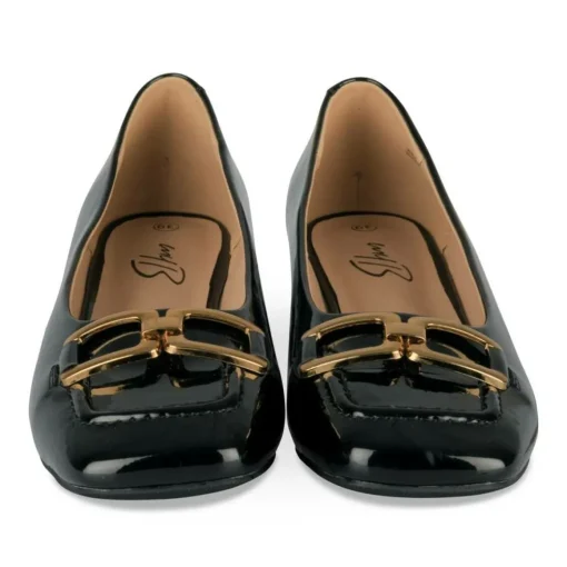 Escarpins Carré NOIR Femme Motif Vernis A Enfiler