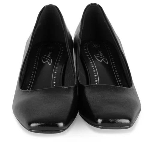 Escarpins Carré NOIR Femme Motif Vernis A Enfiler