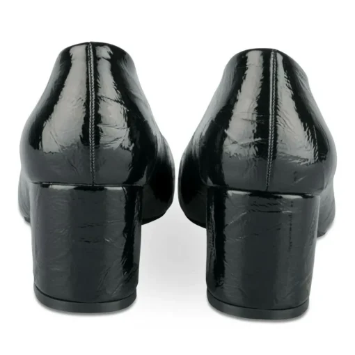 Escarpins Carré NOIR Femme Motif Vernis A Enfiler