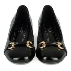 Escarpins Carré NOIR Femme Motif Chaîne A Enfiler