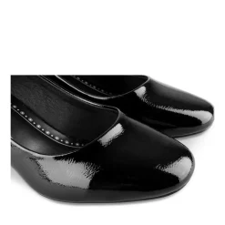 Escarpins Carré NOIR Femme Motif Vernis A Enfiler