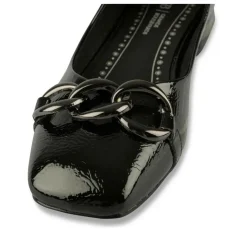 Escarpins Carré NOIR Femme Motif Chaîne A Enfiler