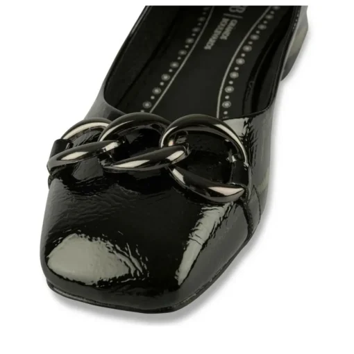 Escarpins Carré NOIR Femme Motif Chaîne A Enfiler