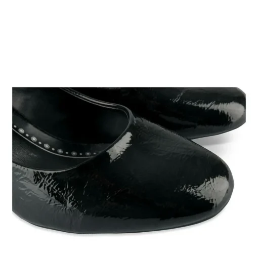 Escarpins Carré NOIR Femme Motif Vernis A Enfiler