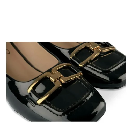 Escarpins Carré NOIR Femme Motif Vernis A Enfiler