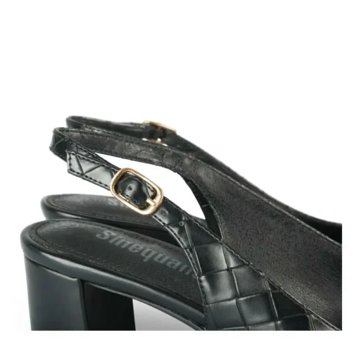 Escarpins Carré NOIR Femme Motif Carreaux Boucle