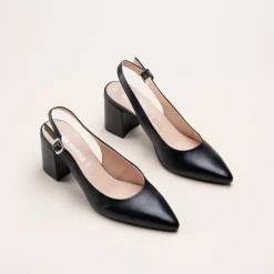 Escarpins NOIR Femme CUIR Motif Uni Boucle