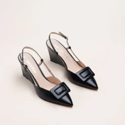 Escarpins NOIR Femme CUIR Motif Uni Boucle