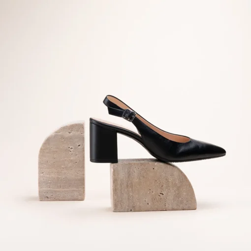 Escarpins NOIR Femme CUIR Motif Uni Boucle