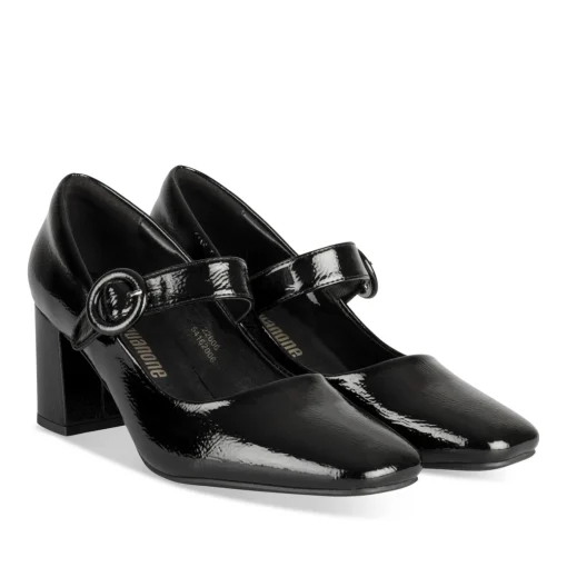 Escarpins NOIR Femme Motif Vernis Boucle