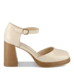 Escarpins Plateforme BEIGE Femme Motif Vernis Boucle