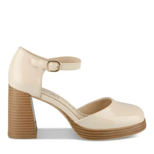 Escarpins Plateforme BEIGE Femme Motif Vernis Boucle