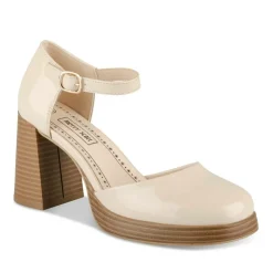 Escarpins Plateforme BEIGE Femme Motif Vernis Boucle