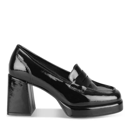 Escarpins Plateforme NOIR Femme Motif Vernis A Enfiler