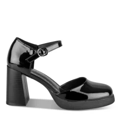 Escarpins Plateforme NOIR Femme Motif Vernis Boucle