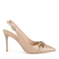 Escarpins Slingback BEIGE Femme Motif Chaîne Boucle