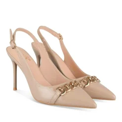 Escarpins Slingback BEIGE Femme Motif Chaîne Boucle