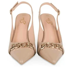 Escarpins Slingback BEIGE Femme Motif Chaîne Boucle