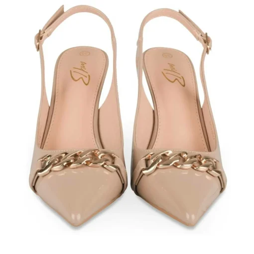 Escarpins Slingback BEIGE Femme Motif Chaîne Boucle