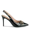 Escarpins Slingback NOIR Femme Motif Chaîne Boucle