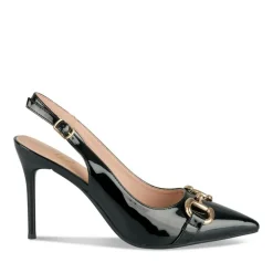 Escarpins Slingback NOIR Femme Motif Chaîne Boucle