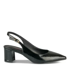 Escarpins Slingback NOIR Femme Motif Vernis Boucle
