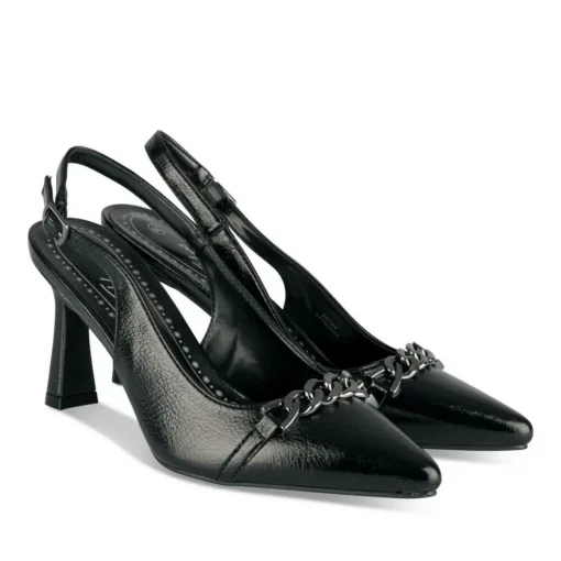 Escarpins Slingback NOIR Femme Motif Uni Boucle