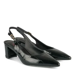 Escarpins Slingback NOIR Femme Motif Vernis Boucle
