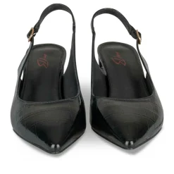 Escarpins Slingback NOIR Femme Motif Vernis Boucle