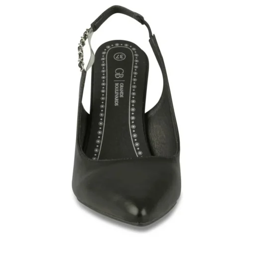 Escarpins Slingback NOIR Femme Motif Uni Elastique
