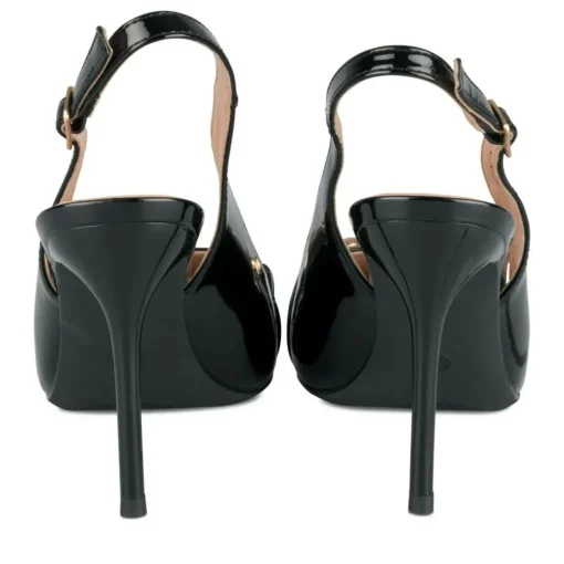 Escarpins Slingback NOIR Femme Motif Chaîne Boucle