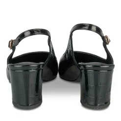 Escarpins Slingback NOIR Femme Motif Vernis Boucle