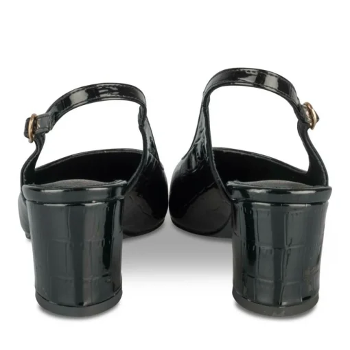 Escarpins Slingback NOIR Femme Motif Vernis Boucle