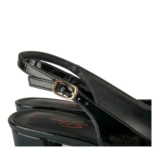 Escarpins Slingback NOIR Femme Motif Vernis Boucle