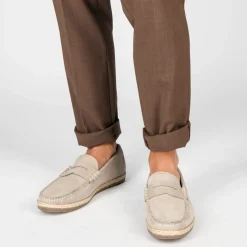 Espadrilles BEIGE Homme CUIR Motif Uni A Enfiler
