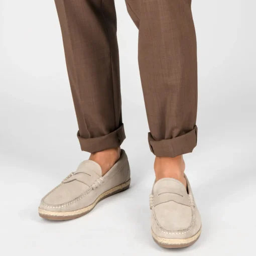 Espadrilles BEIGE Homme CUIR Motif Uni A Enfiler