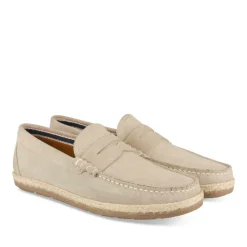 Espadrilles BEIGE Homme CUIR Motif Uni A Enfiler