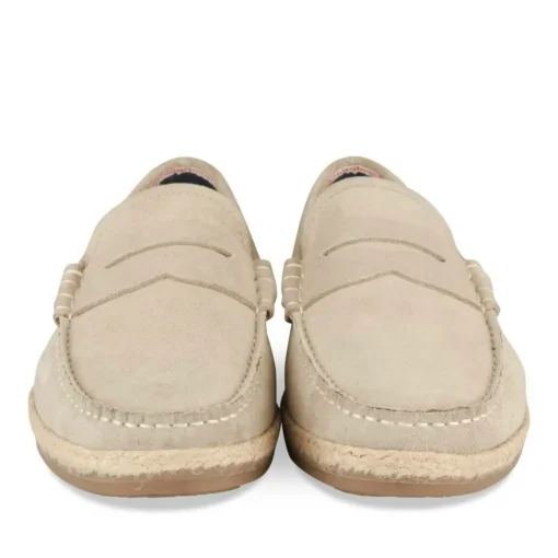 Espadrilles BEIGE Homme CUIR Motif Uni A Enfiler