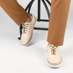 Espadrilles BEIGE Homme Motif Uni Lacets