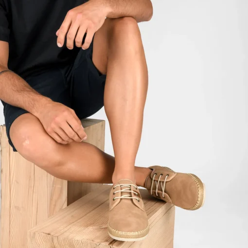 Espadrilles BEIGE Homme Motif Uni Lacets