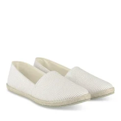Espadrilles BLANC Femme Motif Rayures A Enfiler