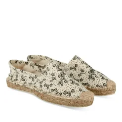 Espadrilles BLANC Femme Motif Fleuri A Enfiler