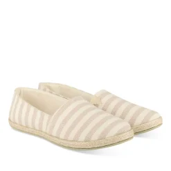 Espadrilles BLANC Femme Motif Rayures A Enfiler