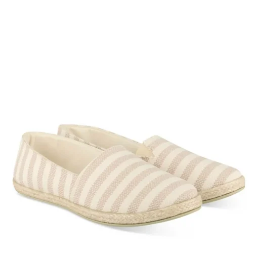 Espadrilles BLANC Femme Motif Rayures A Enfiler