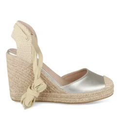 Espadrilles Corde ARGENT Femme Motif Uni Lacets