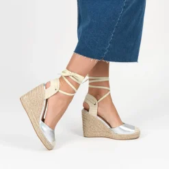 Espadrilles Corde ARGENT Femme Motif Uni Lacets