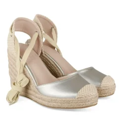 Espadrilles Corde ARGENT Femme Motif Uni Lacets