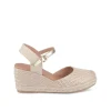 Espadrilles Corde BEIGE Femme Motif Carreaux Boucle