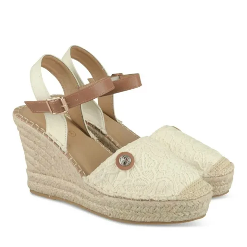 Espadrilles Corde BEIGE Femme Motif Animal Boucle